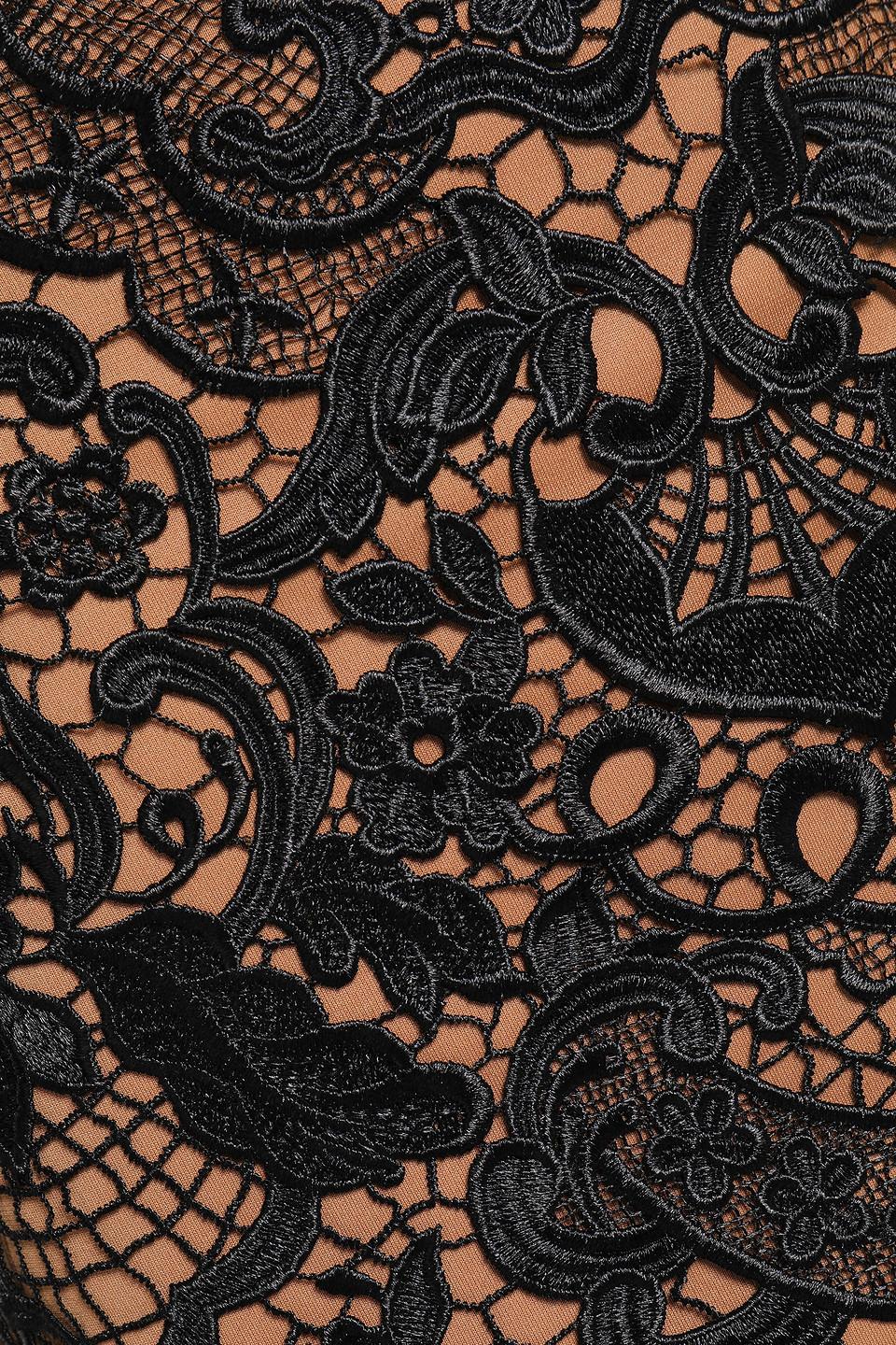 Self-Portrait Strapless Guipure Lace Mini Dress Black