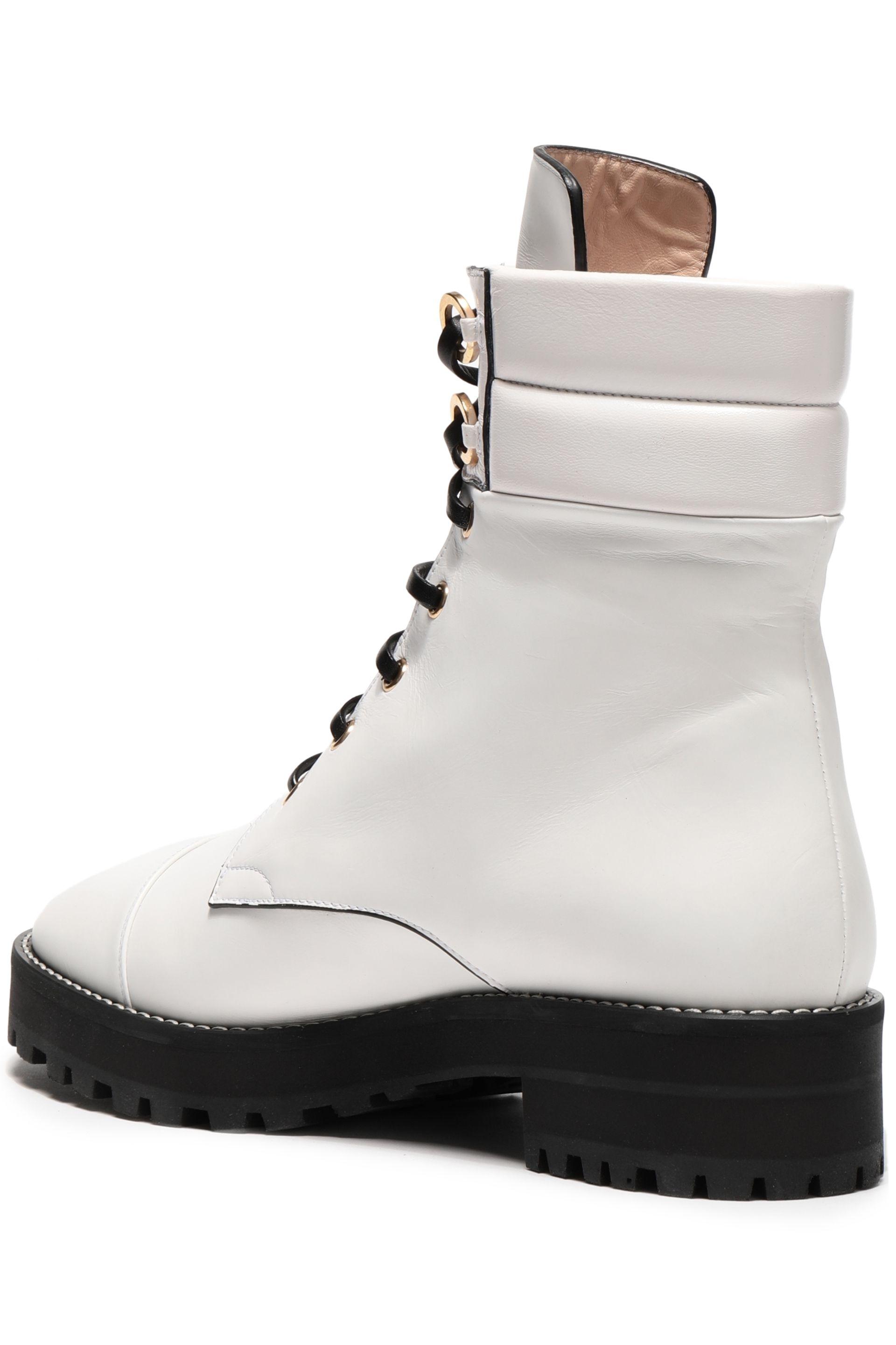 Stuart Weitzman Embellished Leather Ankle Boots White - Lyst