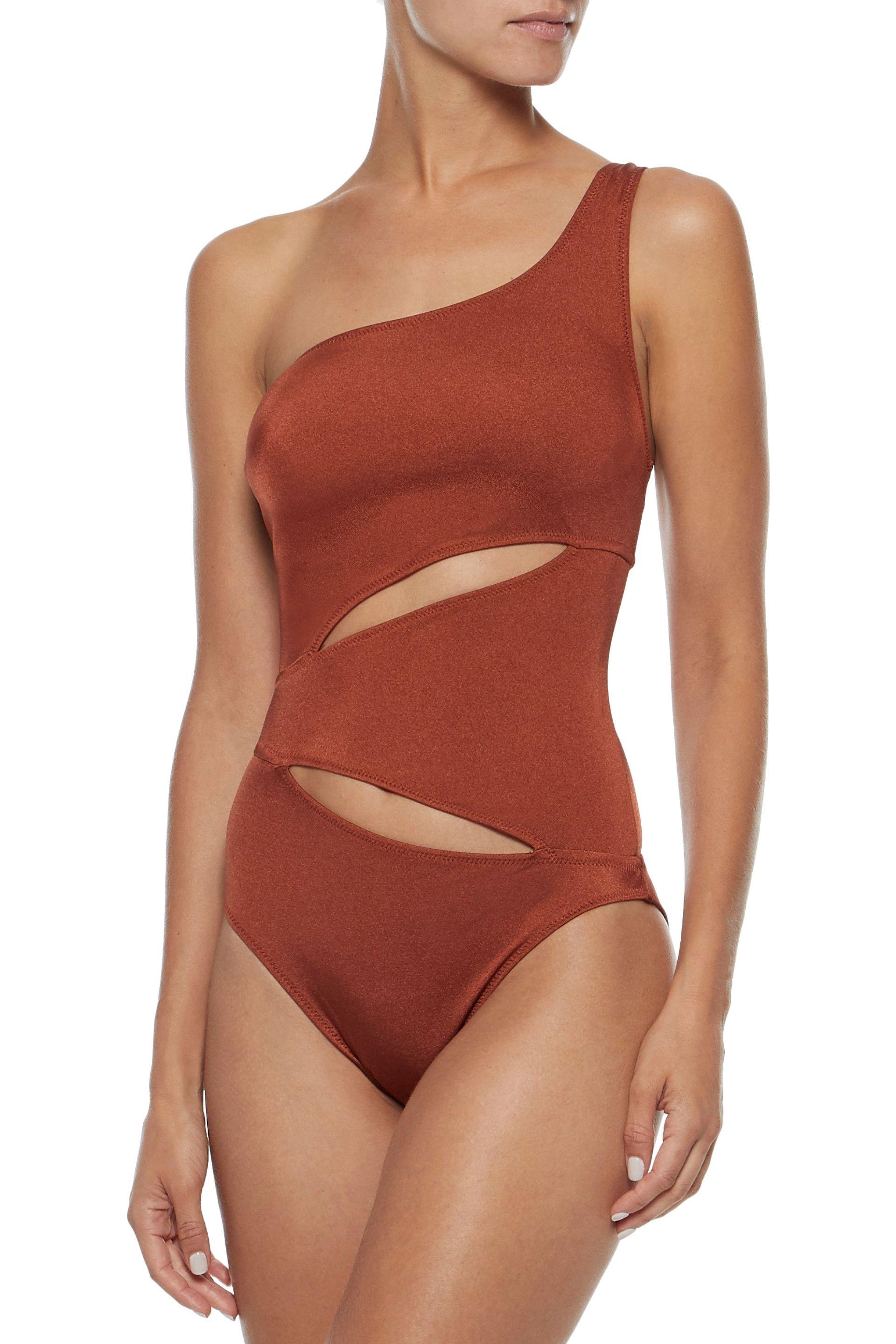 Solid & Striped Synthetic The Louise One-shoulder Cutout Swimsuit Copper |  Lyst