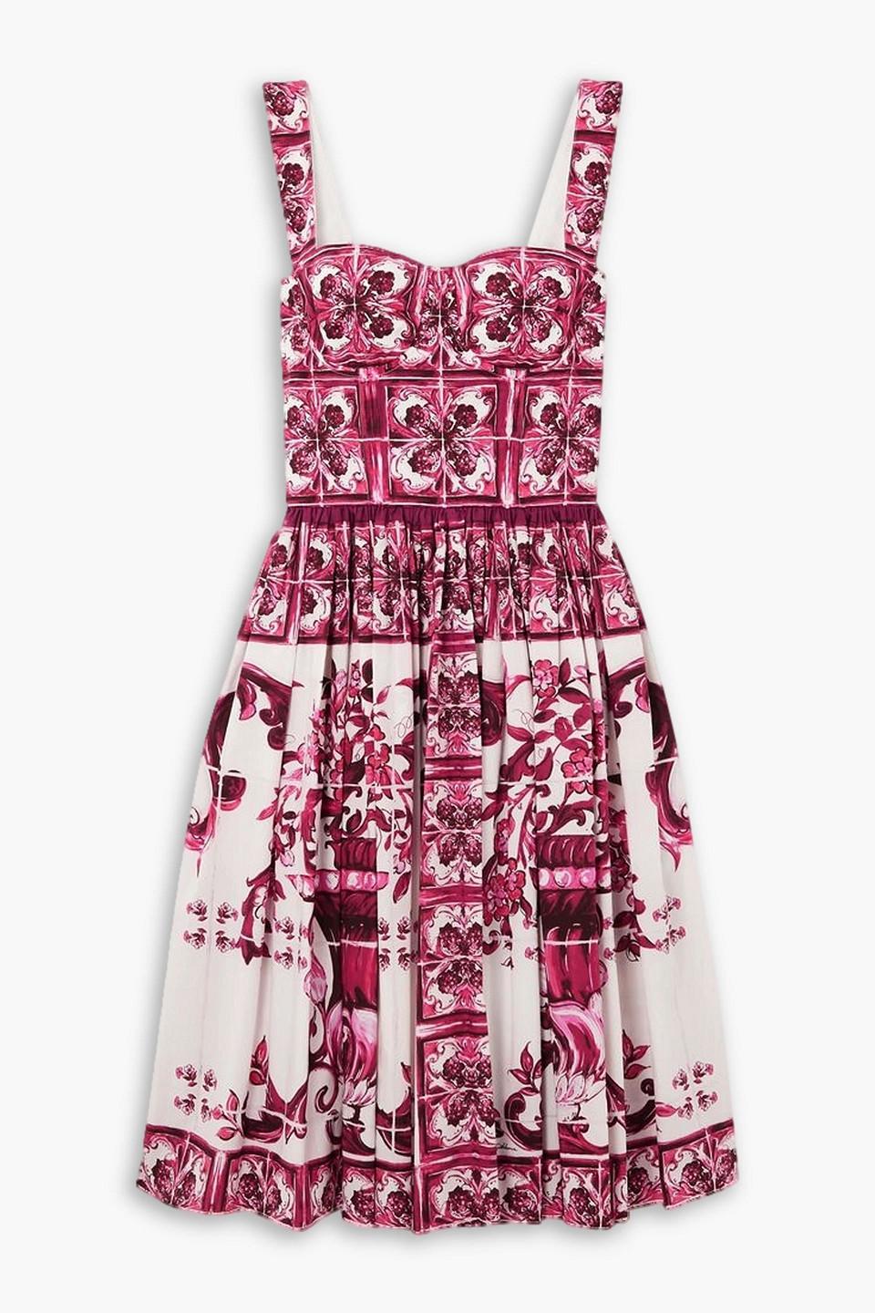 ワンピース DOLCE & GABBANA Printed Poplin Dress Majolica-print poplin dress in Multicolor for Women