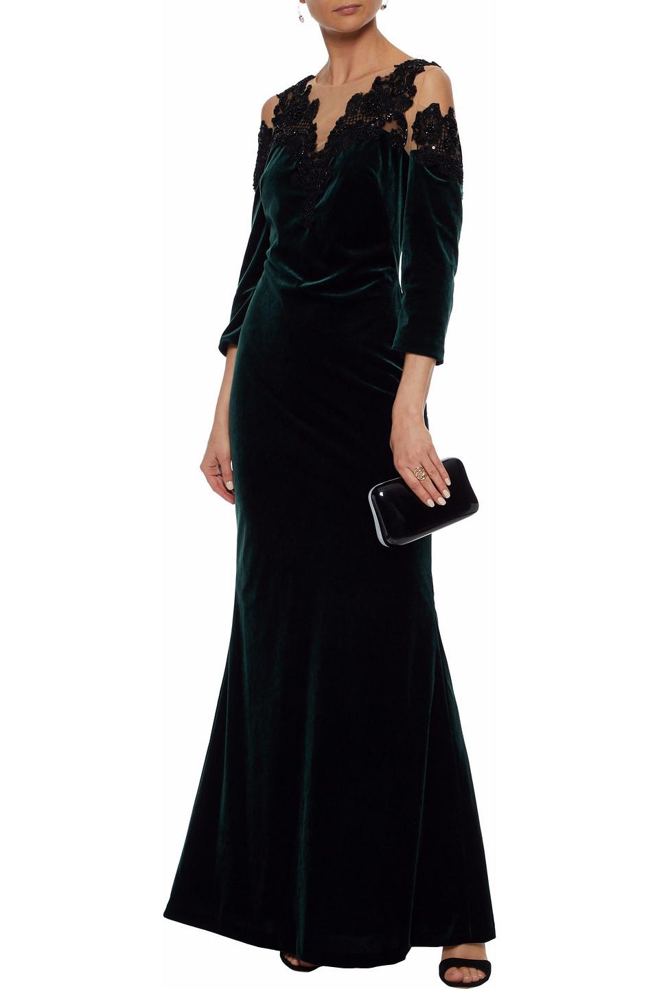 Marchesa notte cold shoulder lace cocktail dress hot sale