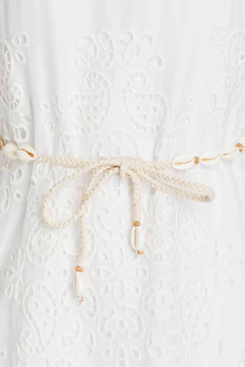 【ZIMMERMANN】fringed broderie anglaise cotton ドレス zimmermann-White-Fringed-
