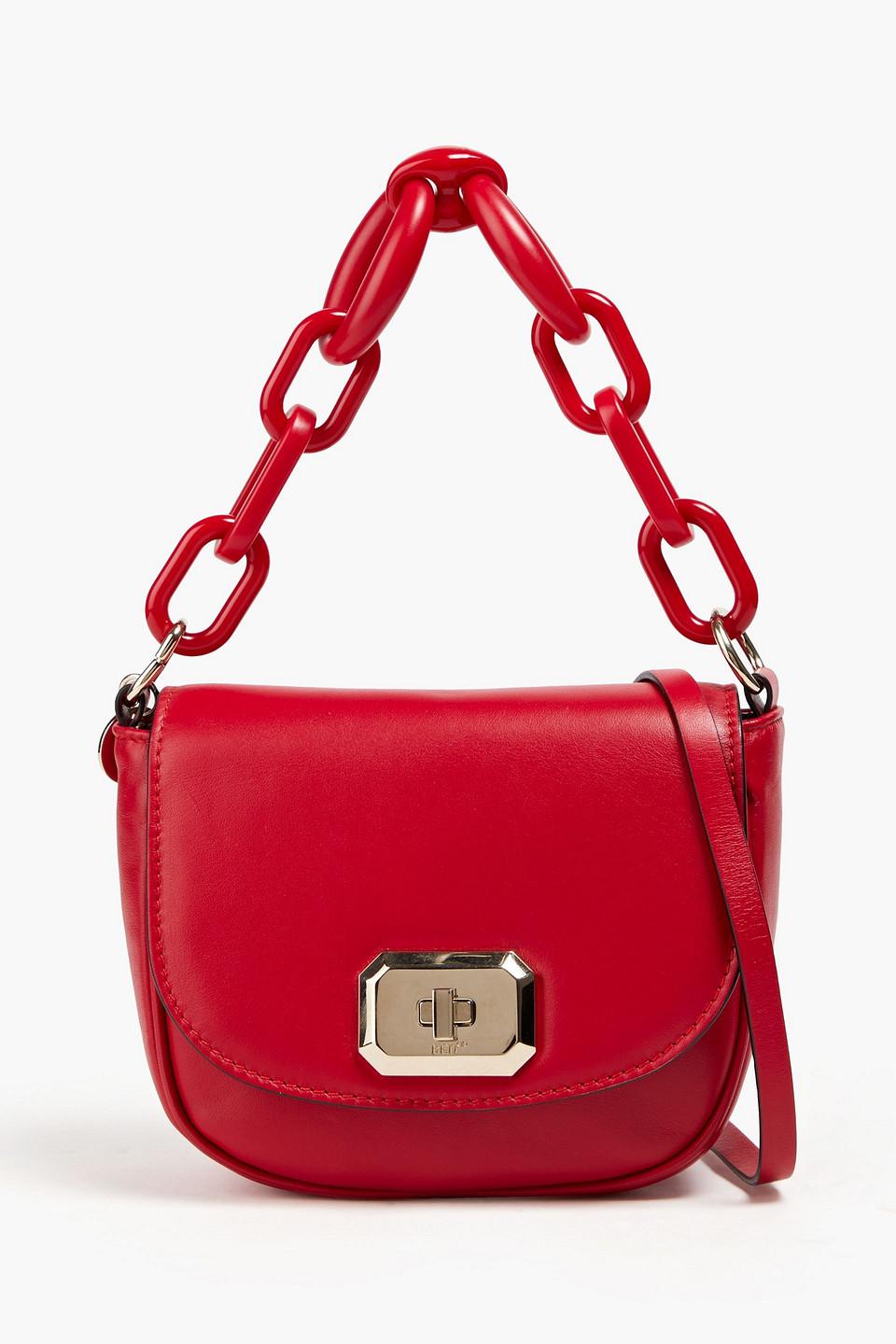discount bargains price Red V Women s Red Leather Shoulder Bag
