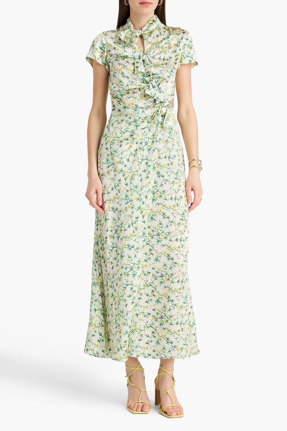 saloni green bow dress Rachel Cutout Bow Dress In Washed Green by Saloni at THE MILE