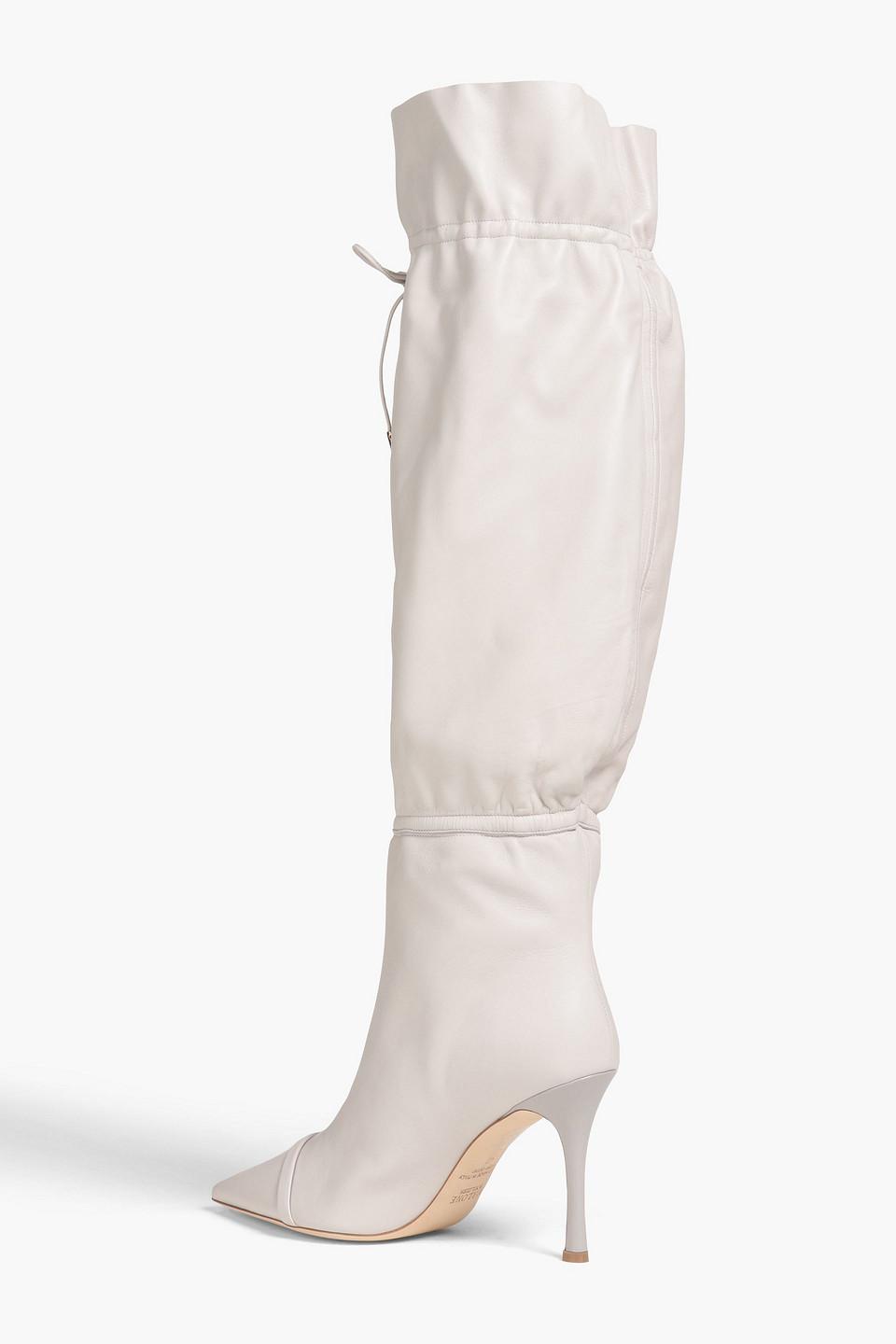 Malone Souliers Flora Gathered Leather Knee Boots in White Lyst UK