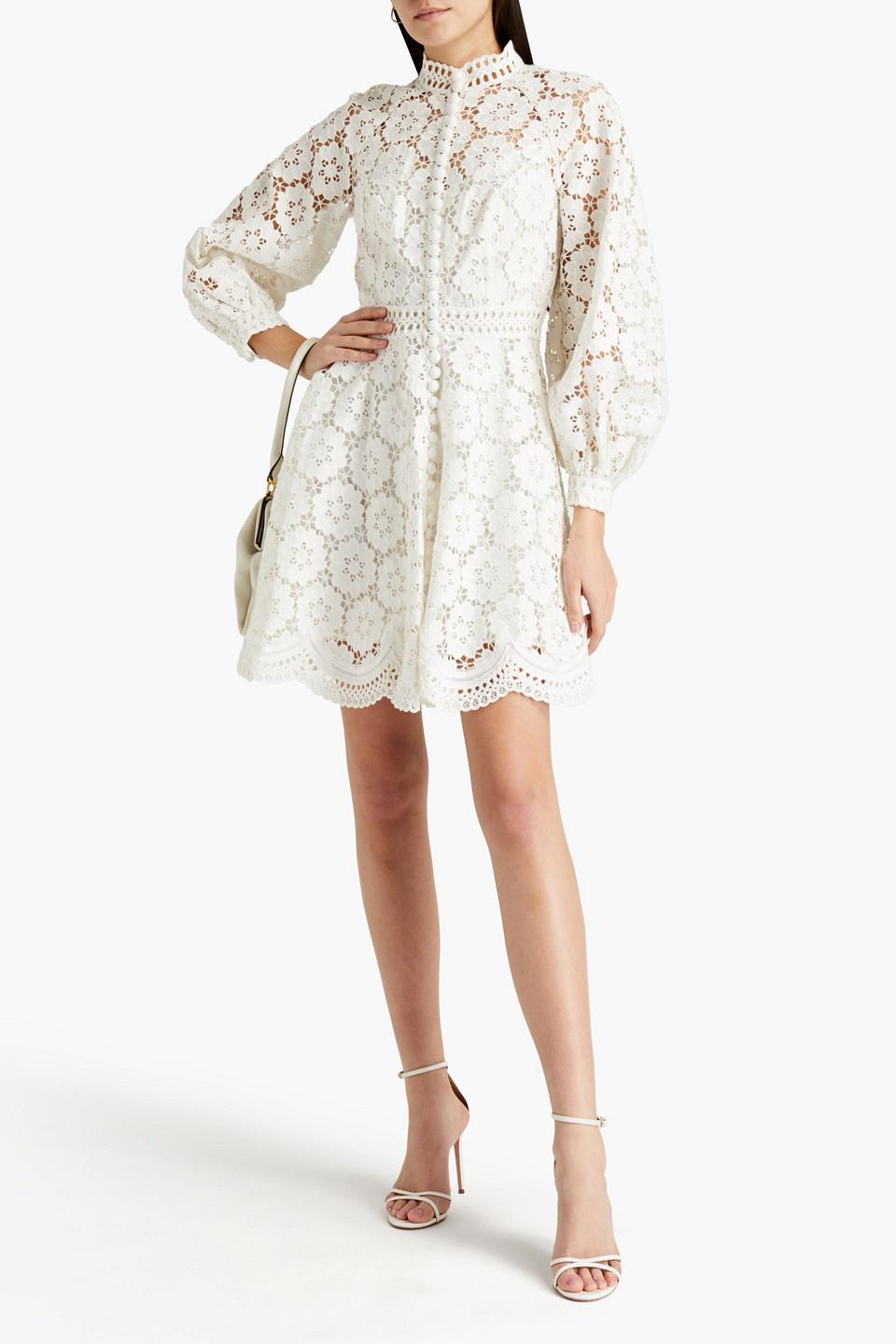 Zimmermann Linen And Cotton-blend Guipure Lace Mini Dress in White | Lyst