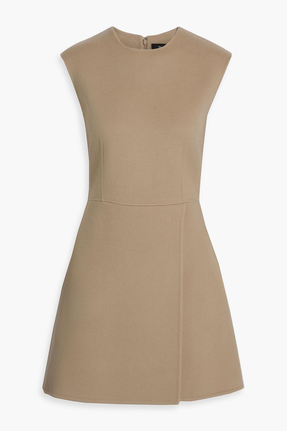 Theory Wool And Cashmere-Blend Felt Mini Dress in Brown | Lyst Theory Wool And Cashmere-Blend Felt Mini Dress in Brown | Lyst