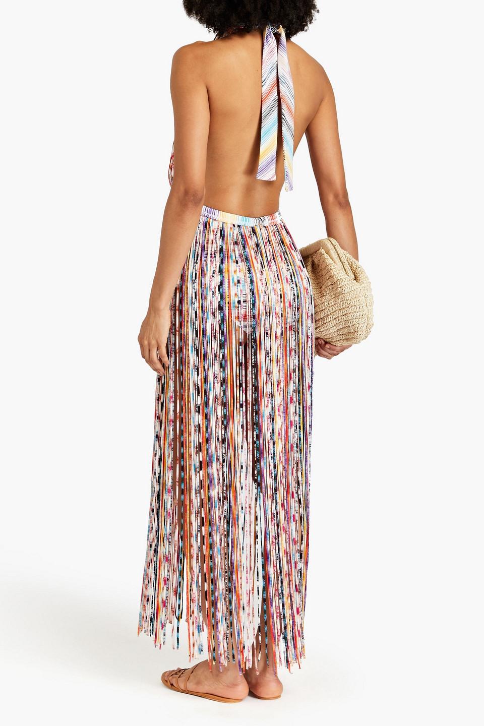 Missoni Striped Fringed Crochet-knit Coverup in White Lyst