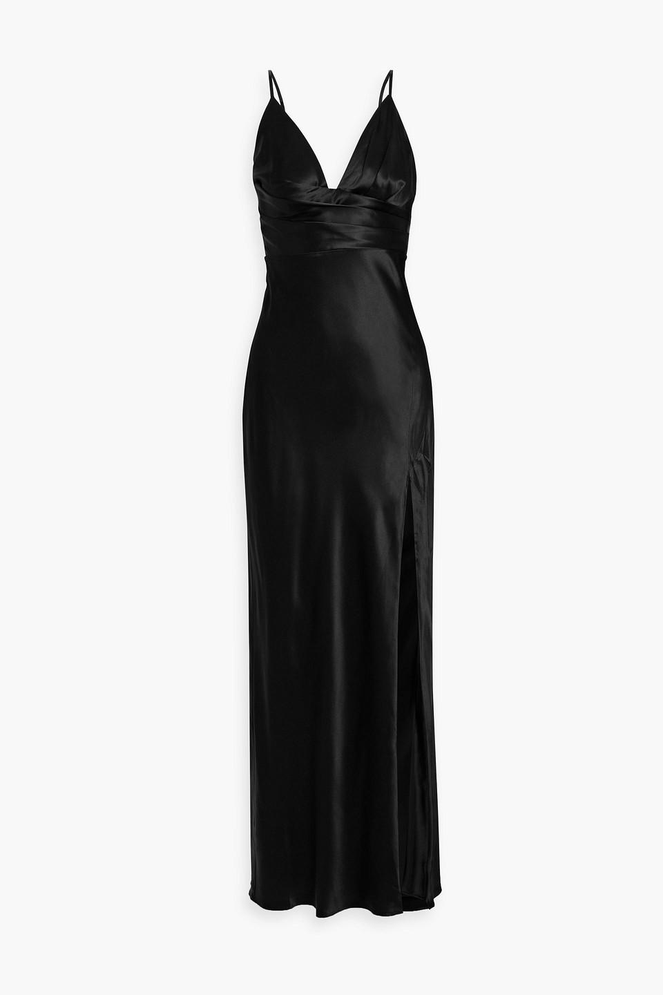 Nicholas Asma Pleated Silksatin Maxi Dress in Black Lyst