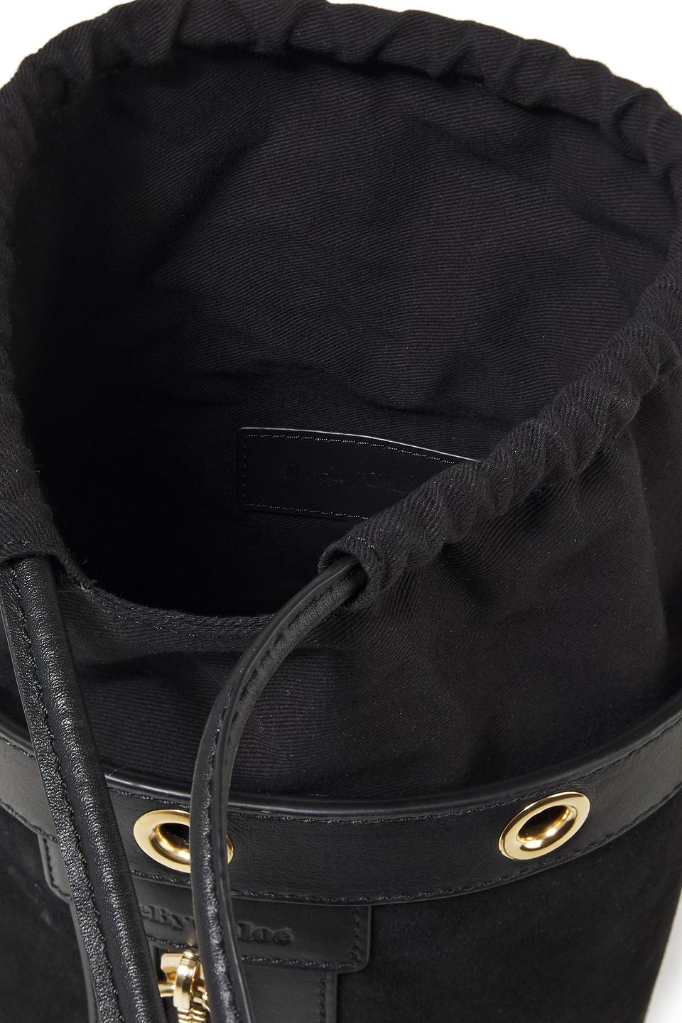 See By Chloé See By Chloé Debbie Leather-trimmed Suede Bucket Bag Black |  Lyst