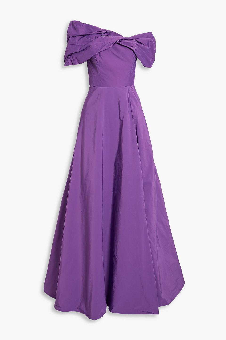 Marchesa notte One-shoulder Twisted Taffeta Gown in Purple | Lyst
