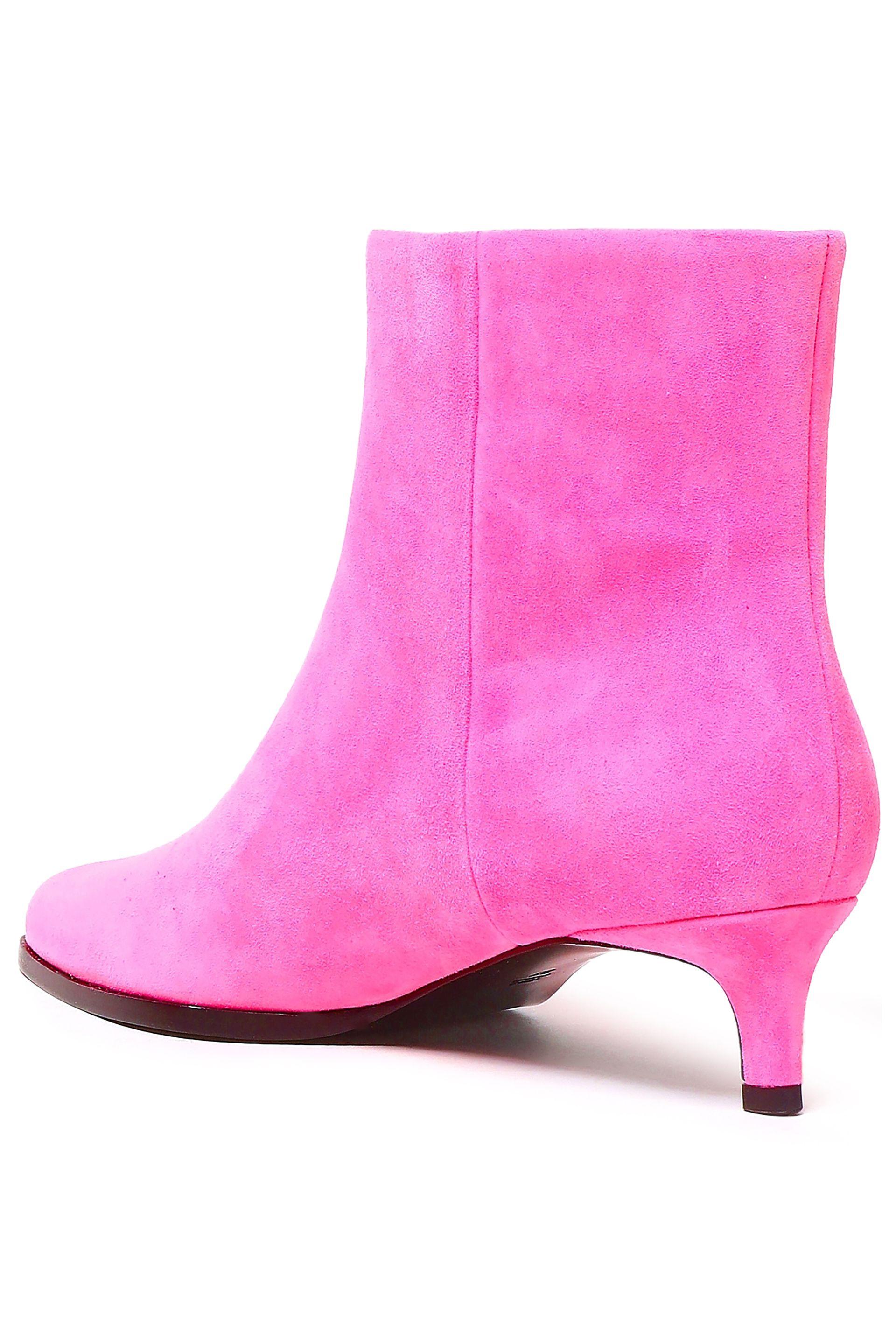 bright pink ankle boots
