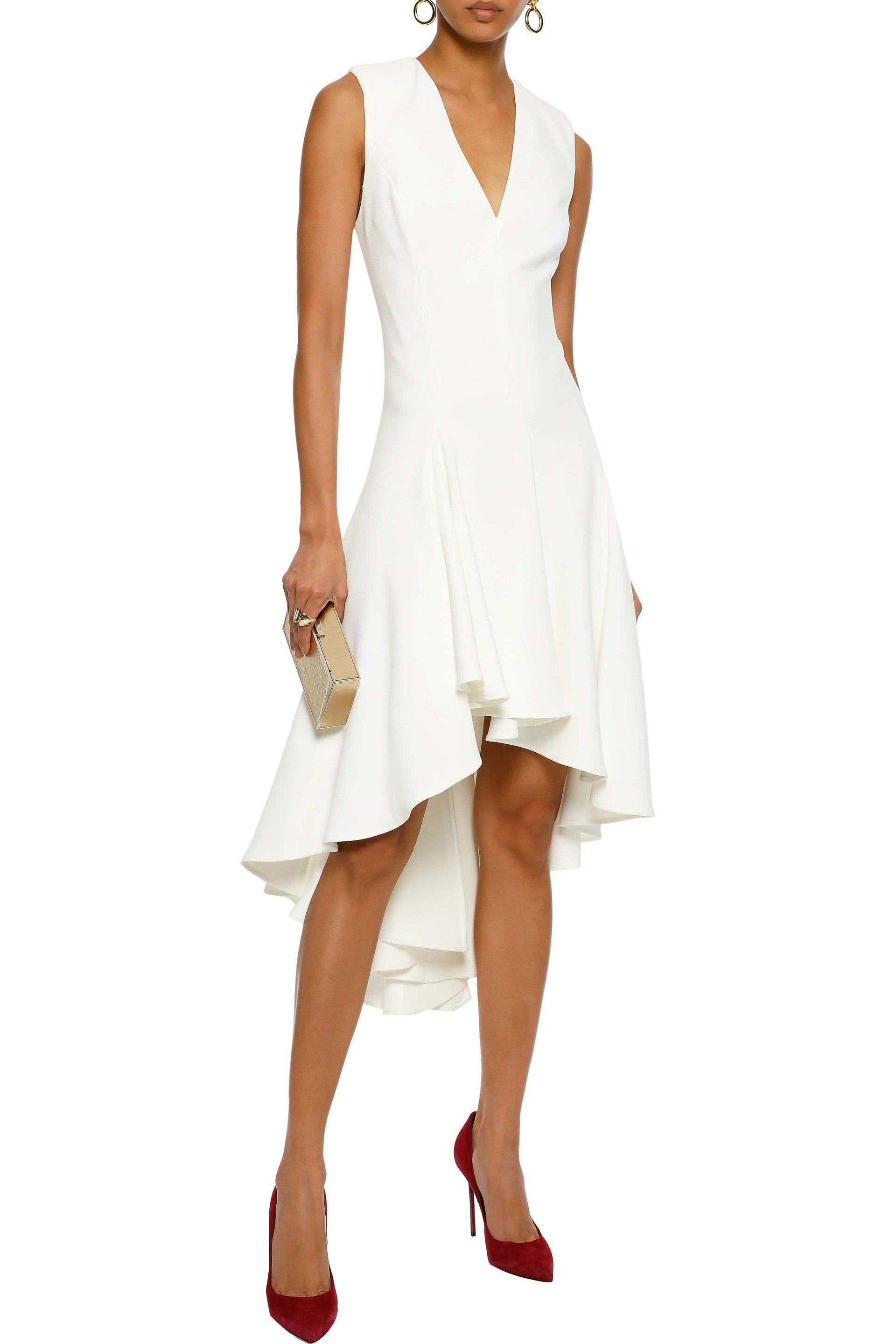 Halston Synthetic Asymmetric Crepe Dress White - Lyst