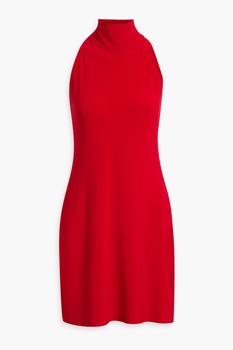 Norma Kamali Stretch-Jersey Halterneck Mini Dress in Red | Lyst