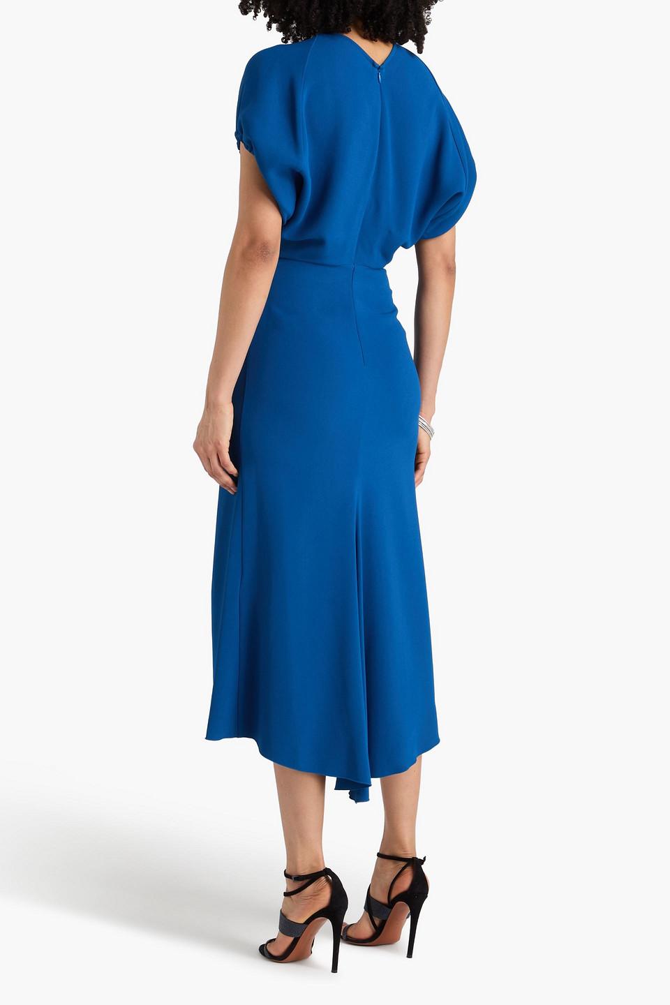 Victoria Beckham Stretch-Crepe Midi Dress in Blue | Lyst Victoria Beckham Stretch-Crepe Midi Dress in Blue | Lyst