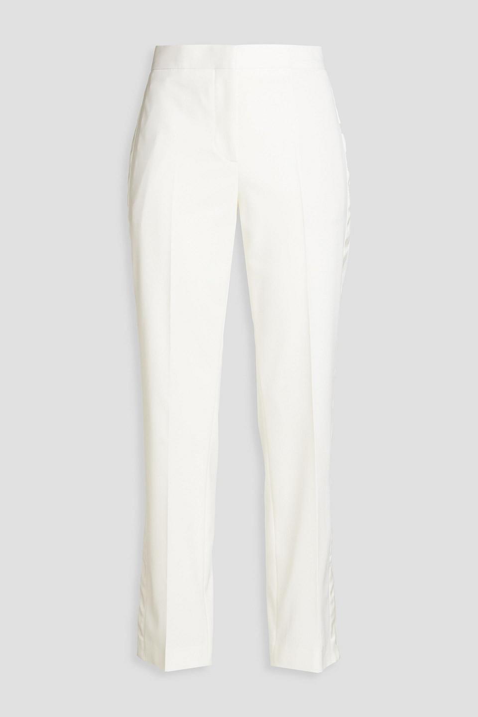 Paul Smith Satin-trimmed Wool-blend Tapered Pants in White | Lyst