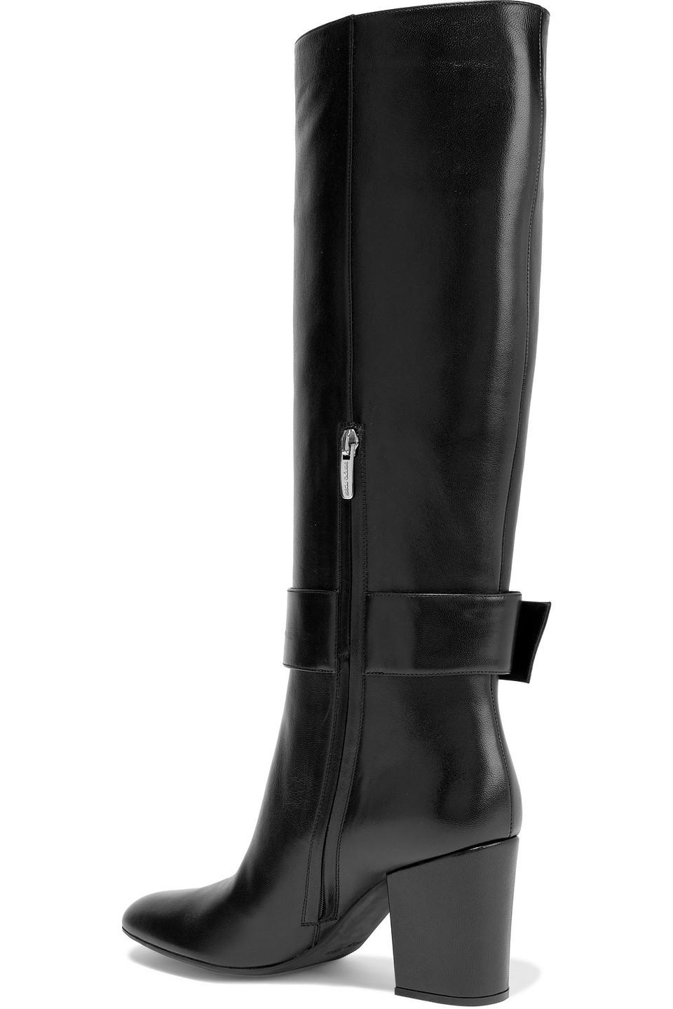 Sergio Rossi Sr Mia 75 Buckled Leather Knee Boots in Black - Lyst