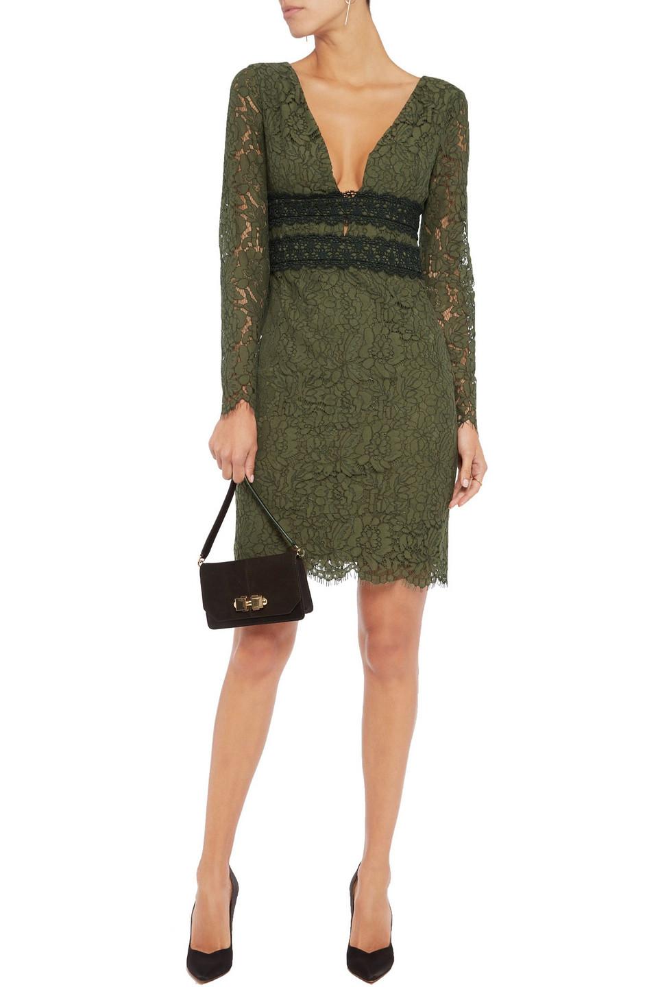 diane von furstenberg viera lace dress Diane Von Furstenberg Viera Double V-Neck Long Sleeves Lace Dress NWT Sz 10