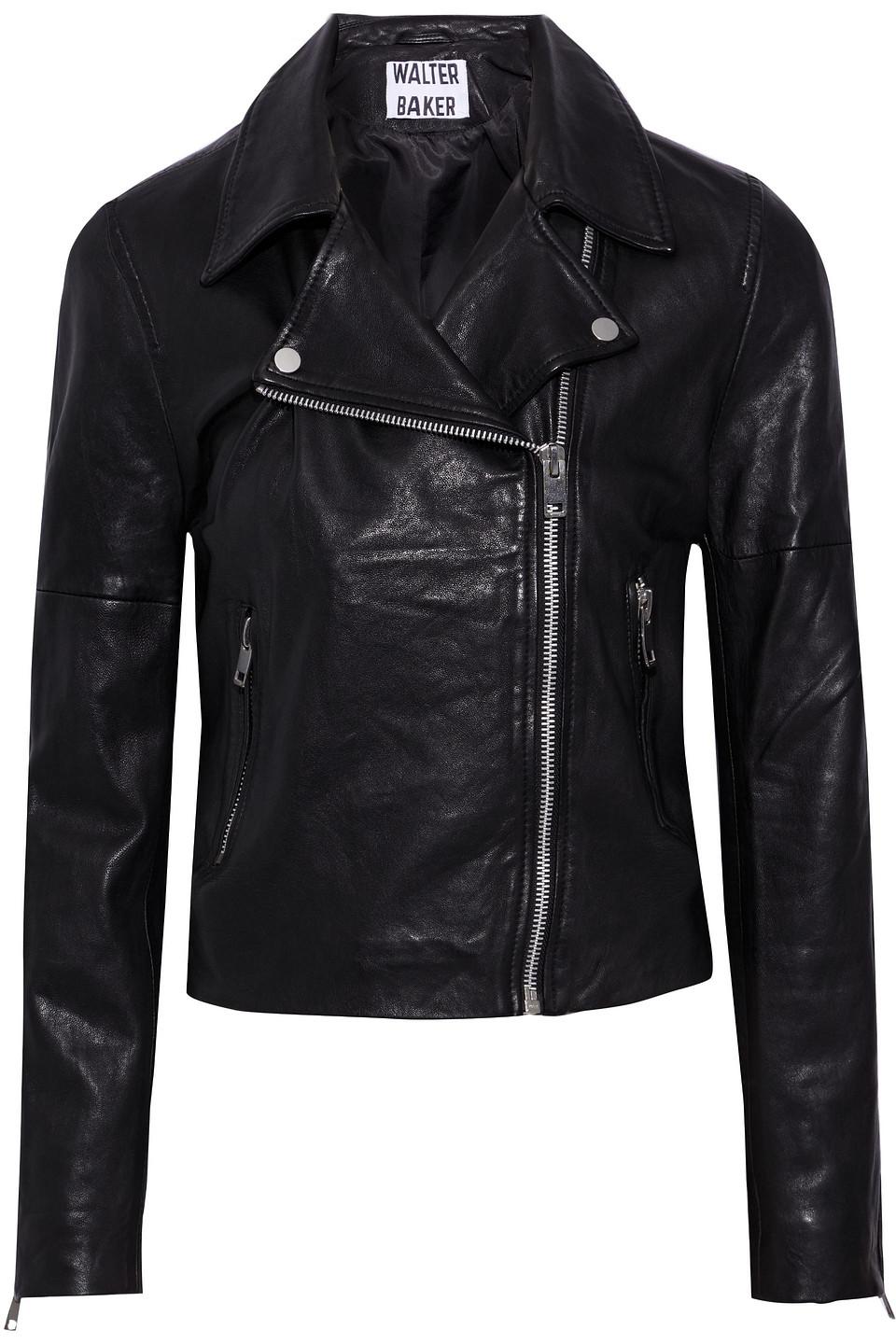 Walter Baker Presley Cropped Leather Biker Jacket in Black | Lyst