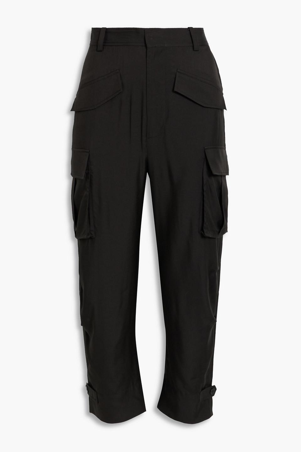 Equipment Gervaise Cropped Washed-twill Cargo Pants in Black | Lyst
