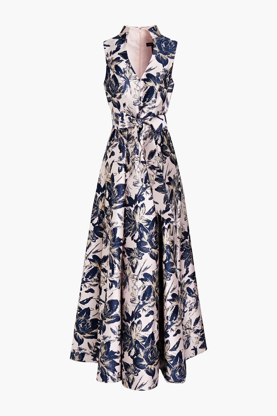 Aidan Mattox Bow-detailed Floral-jacquard Gown | Lyst