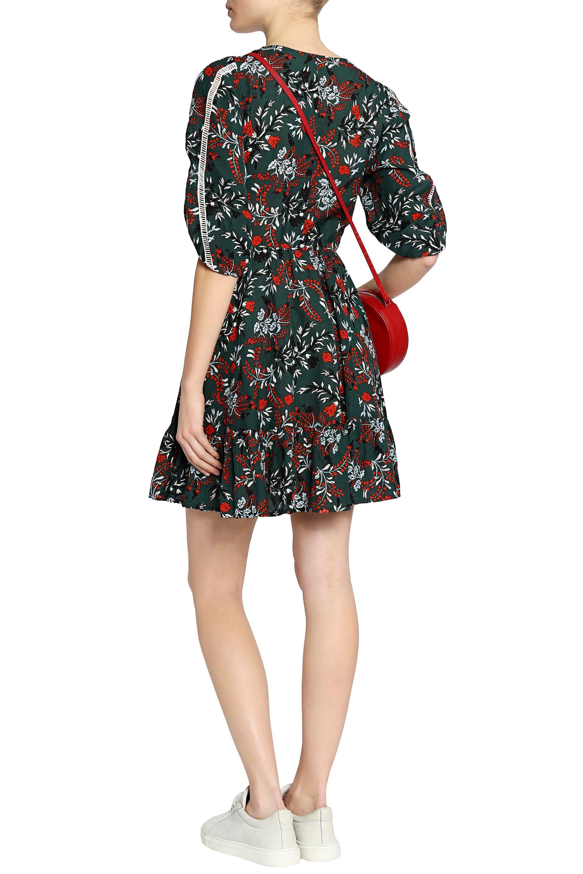 maje green floral dress