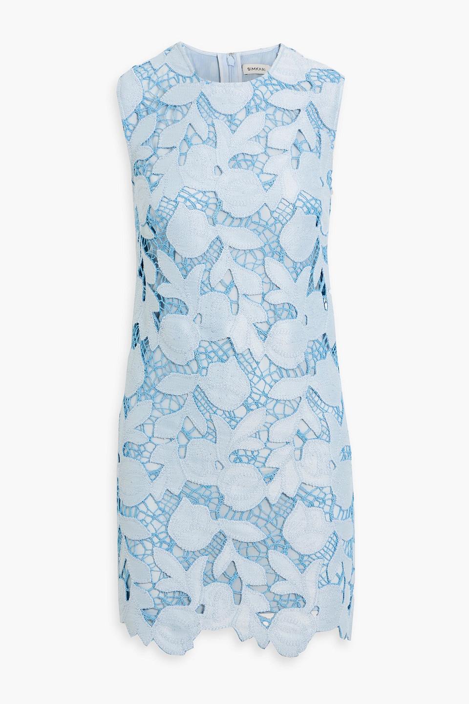 Jonathan Simkhai Mickie Guipure Lace Mini Dress in Blue | Lyst