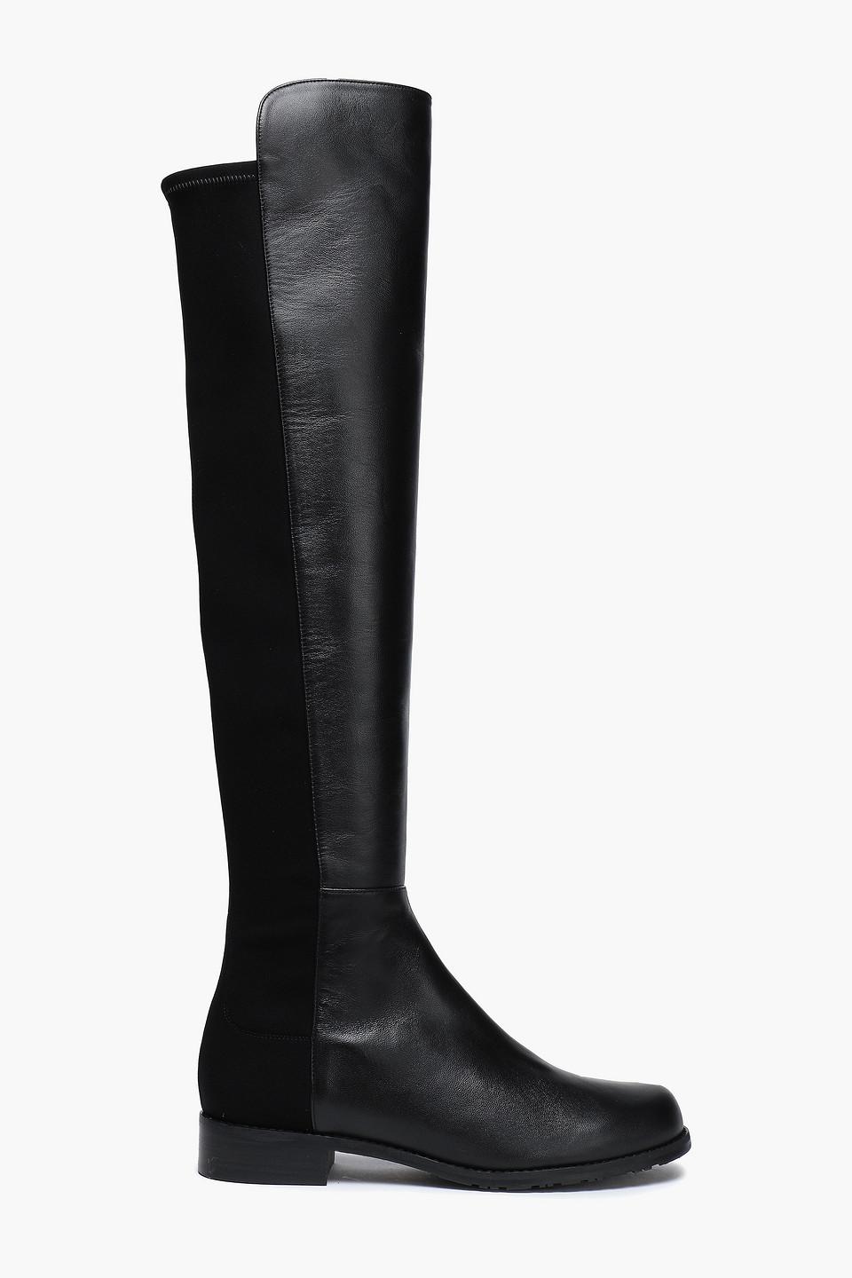 Stuart Weitzman Jersey-paneled Leather 