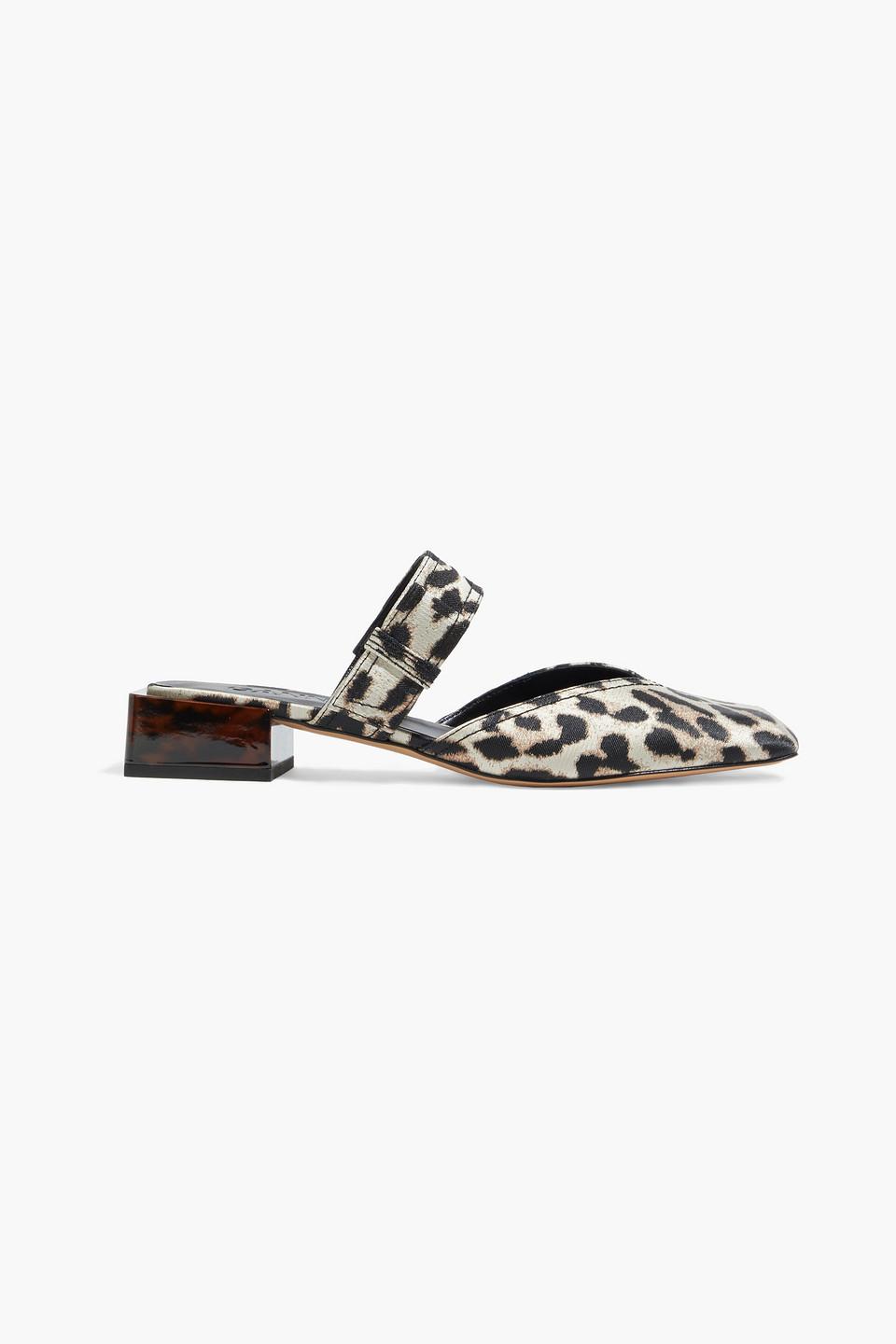 leopard slip on mules