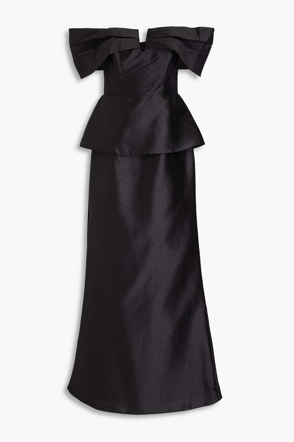 Zac Posen Off-the-shoulder Duchesse-satin Gown in Black