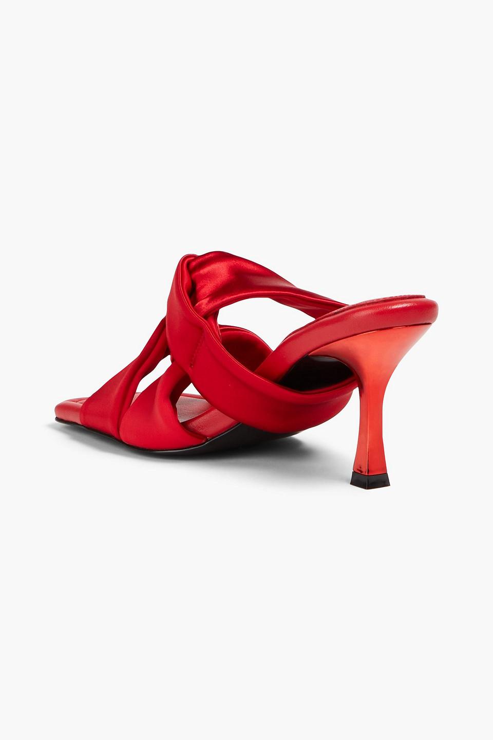 Red satin mules best sale