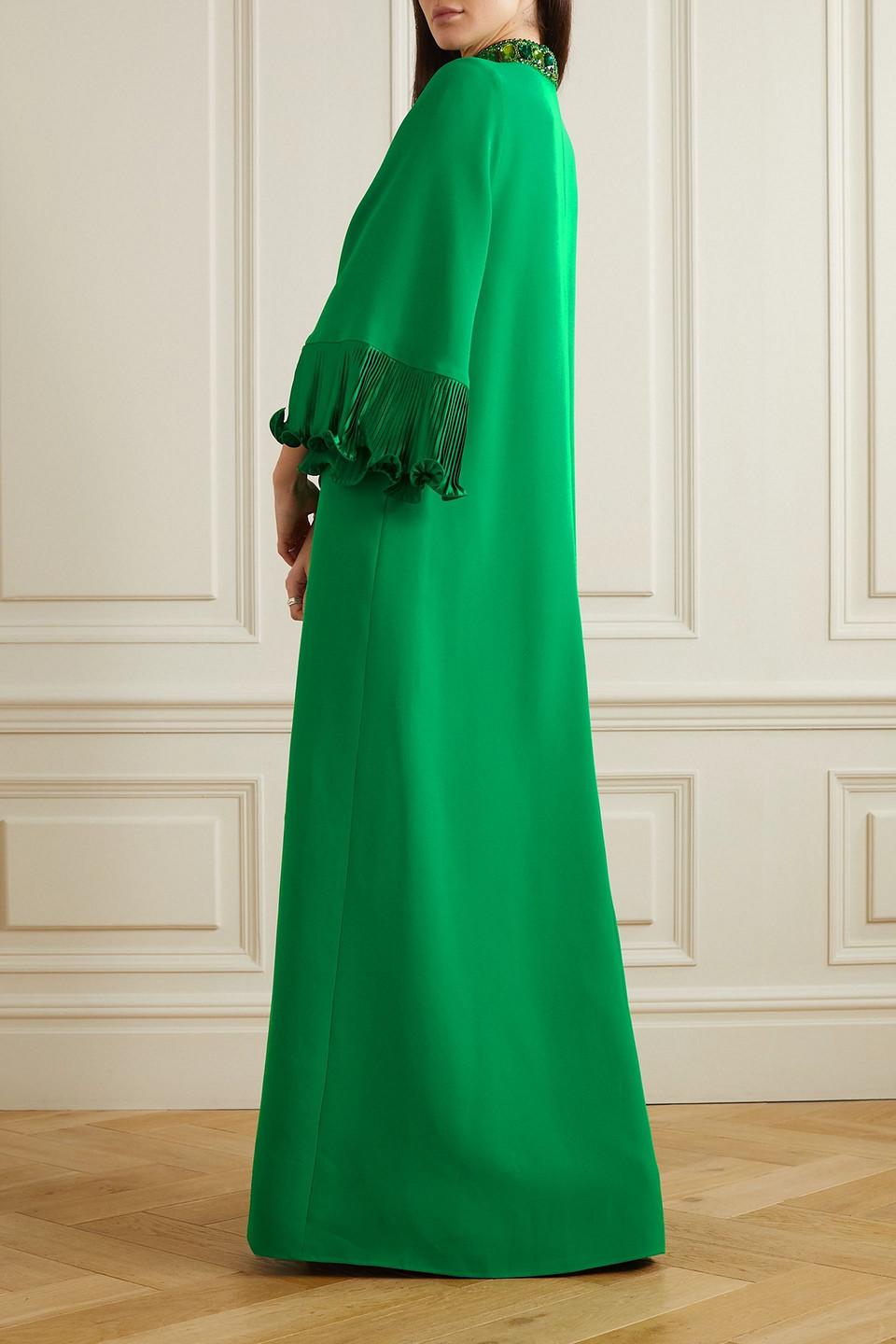 green emerald velvet dress Andrew GN crystal embellished crepe gown, green  Plus One Dress Hire