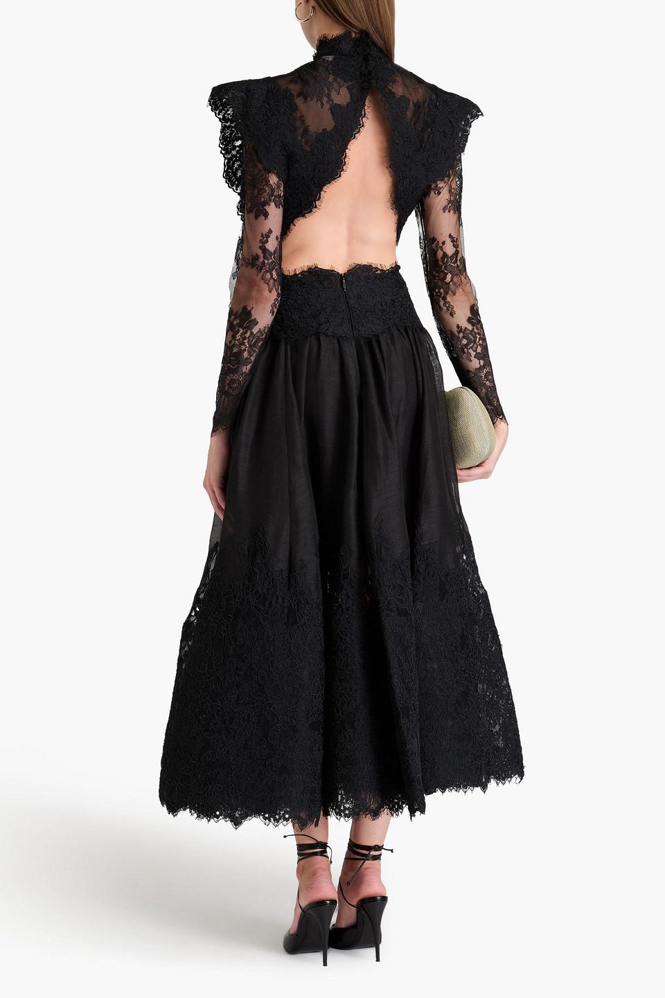 zimmermann black cut out dress Zimmermann Mini Dress Black Linen Cutout Scalloped Puff-Sleeve Top Size 1 S US 4
