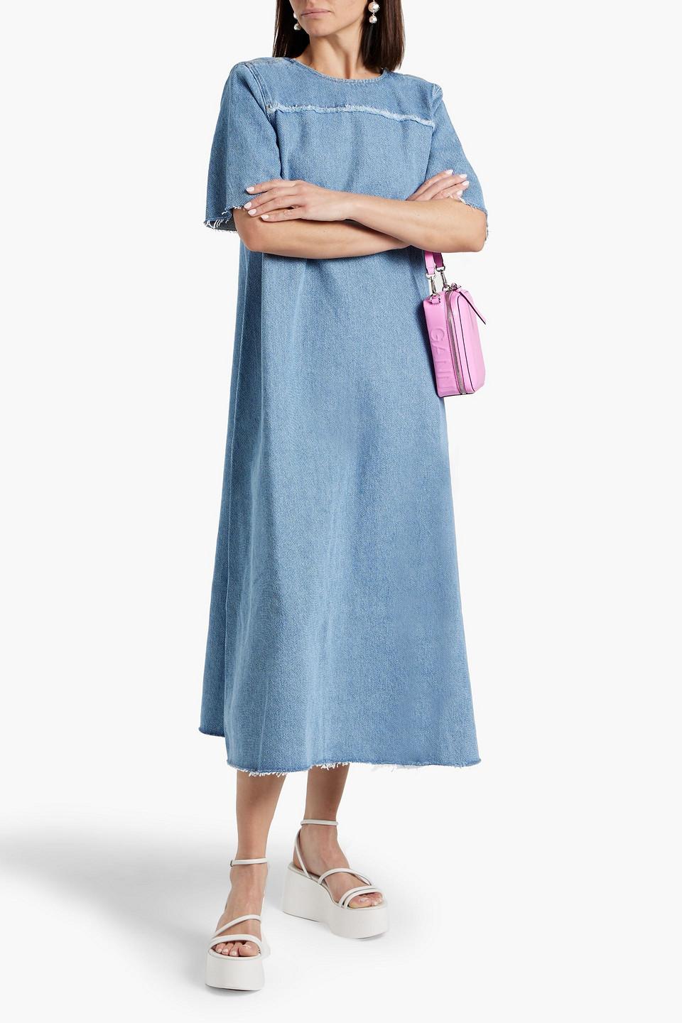 ganni denim midi dress GANNI Denim Midi Dress | Green