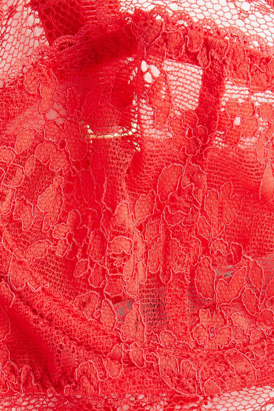 STELLA MCCARTNEY Lace-trimmed stretch-silk satin underwired balconette bra