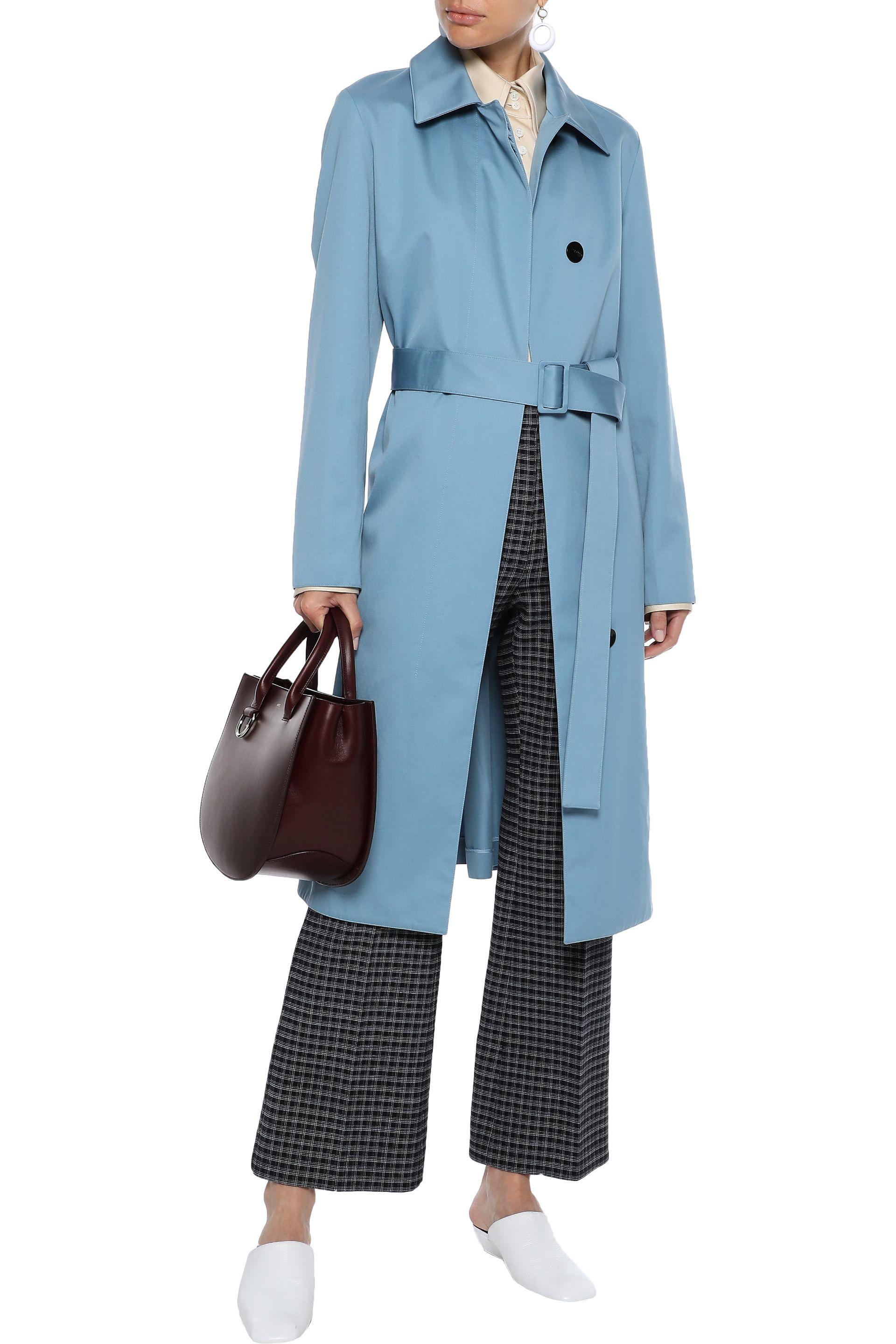 Theory Cotton-twill Trench Coat Sky Blue - Lyst