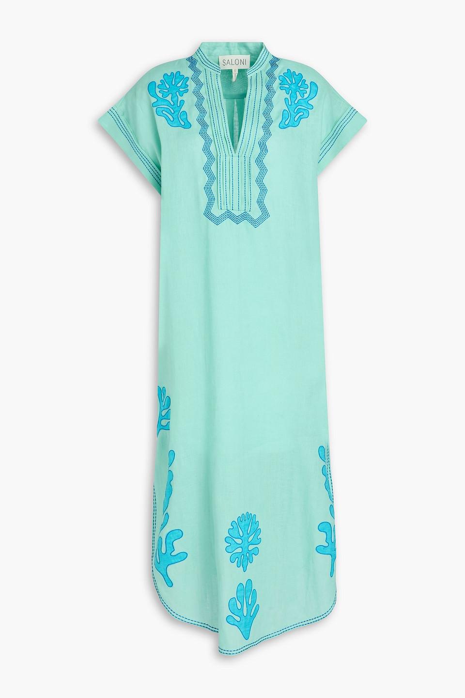 knee length dresses for ladies Colour Block Linen Kaftan main image 1