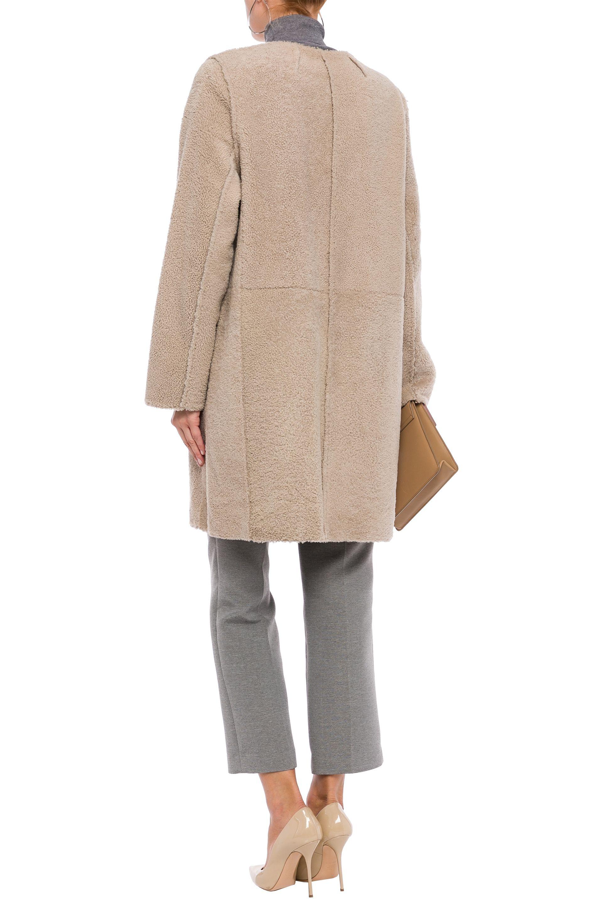 Yves Salomon Leather Reversible Shearling Coat Cream in Natural - Lyst