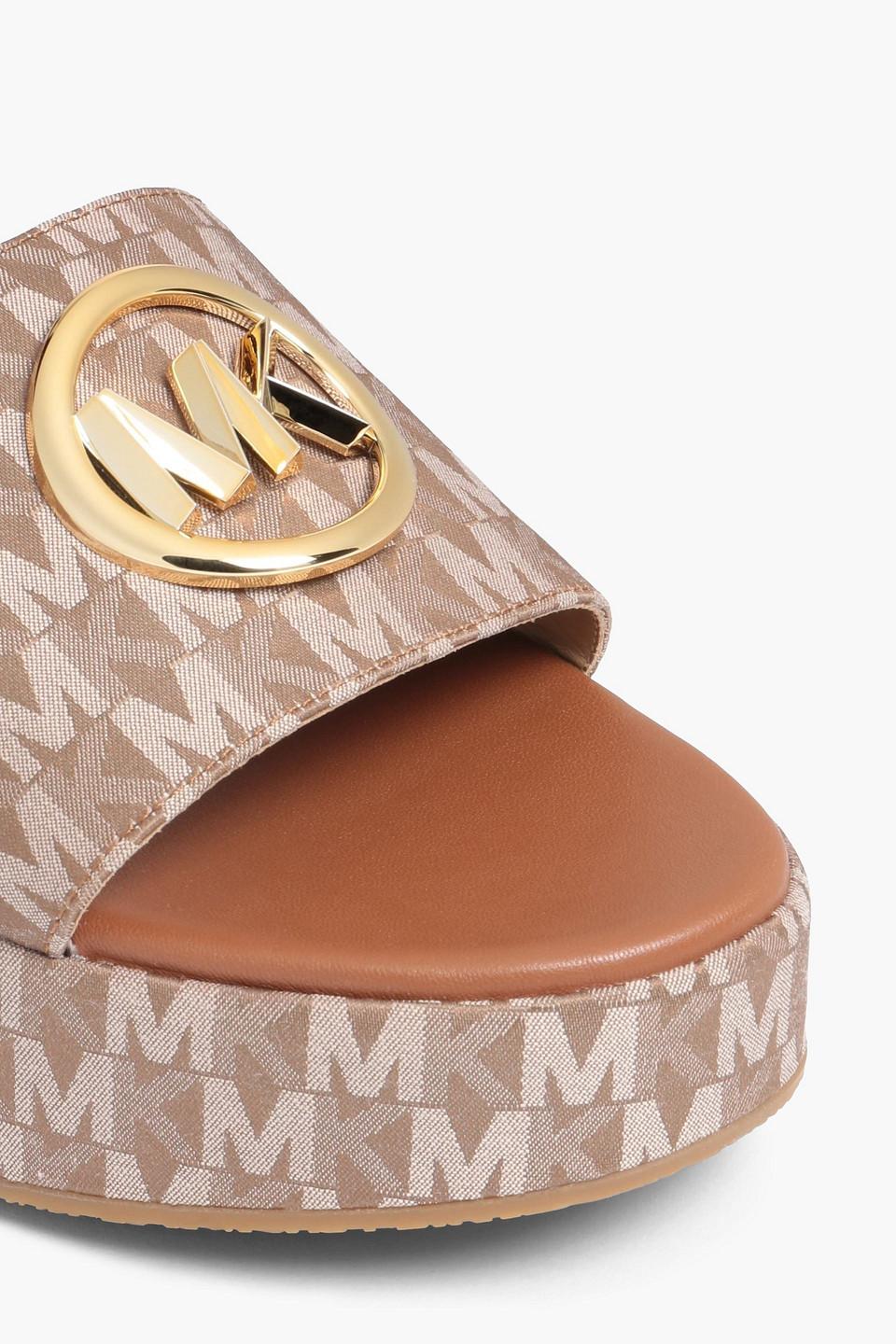 MICHAEL Michael Kors Sadler Logo-print Jacquard Platform Slides in White |  Lyst UK