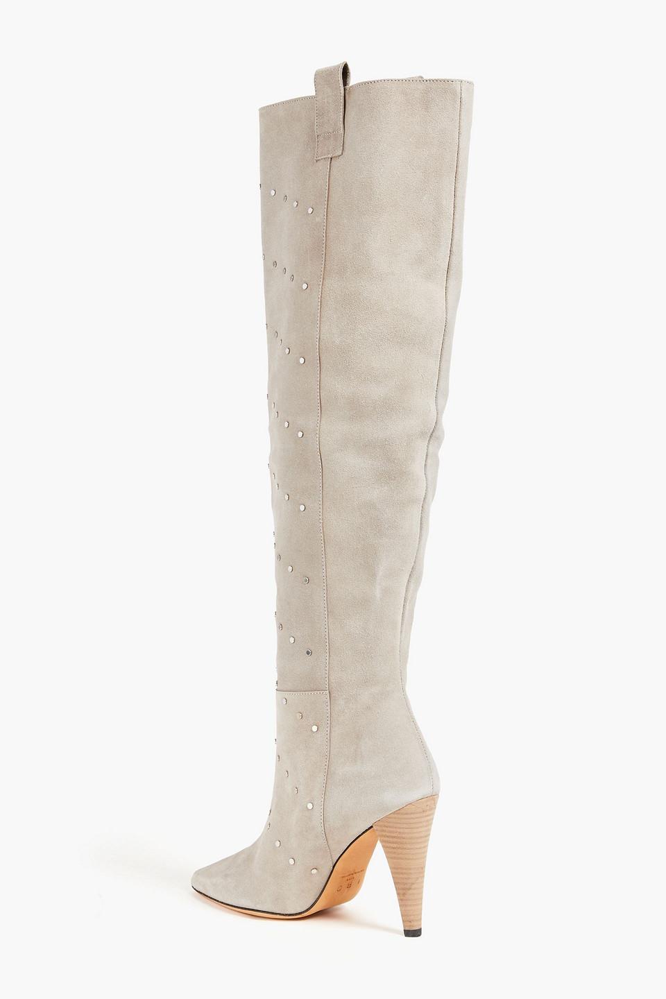 Studded over shop the knee boots