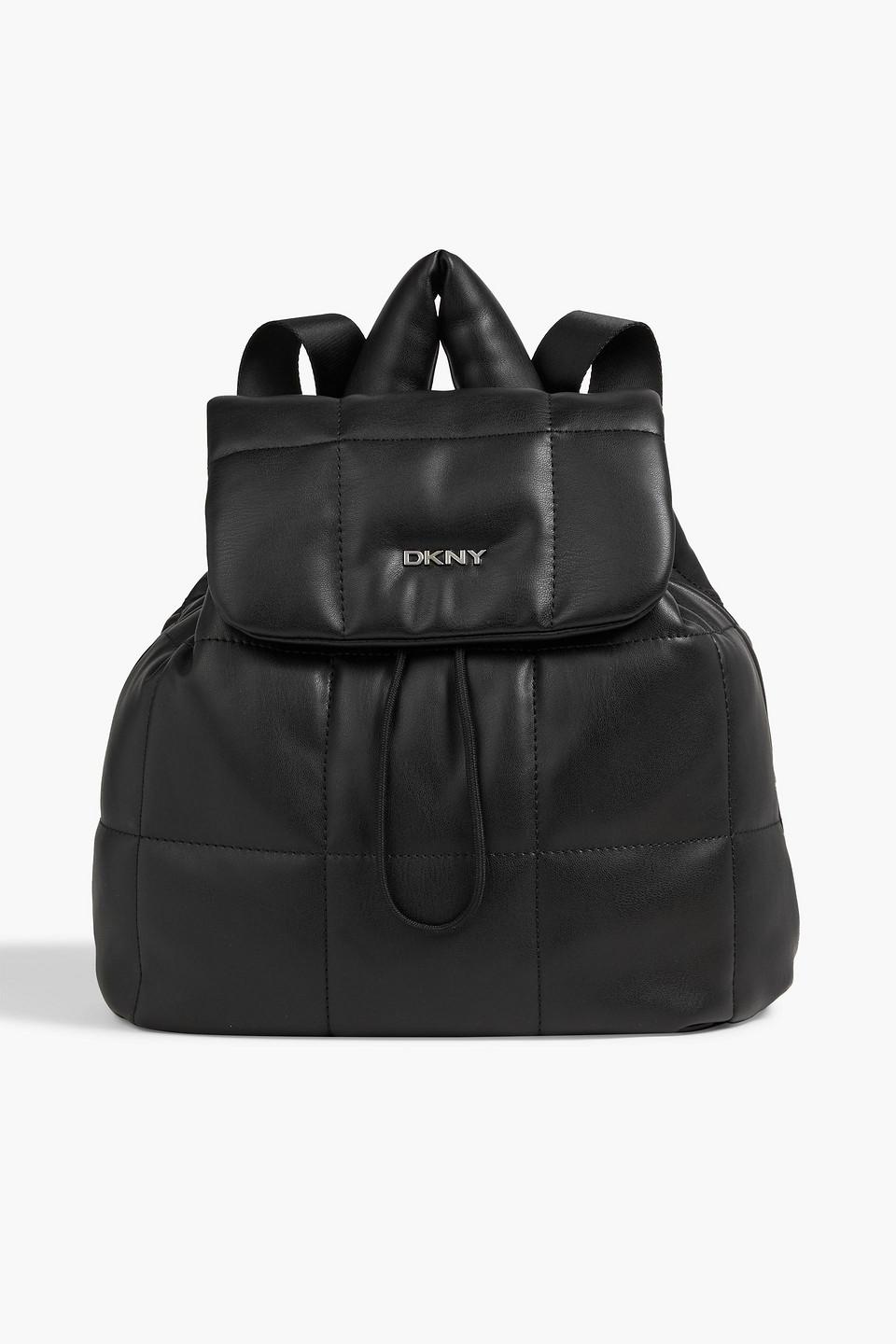 DKNY Poppy Quilted Faux Leather Backpack in Black | Lyst