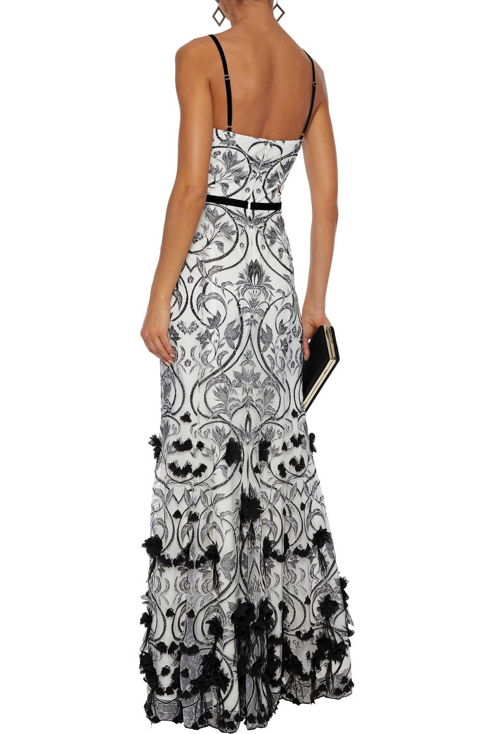 marchesa notte embroidered tulle gown