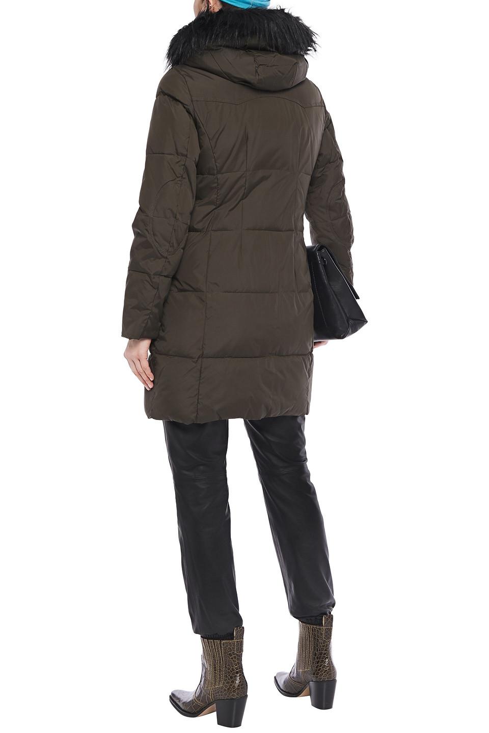 DKNY Quilted Shell Hooded Coat in Army Green (Green) - Lyst