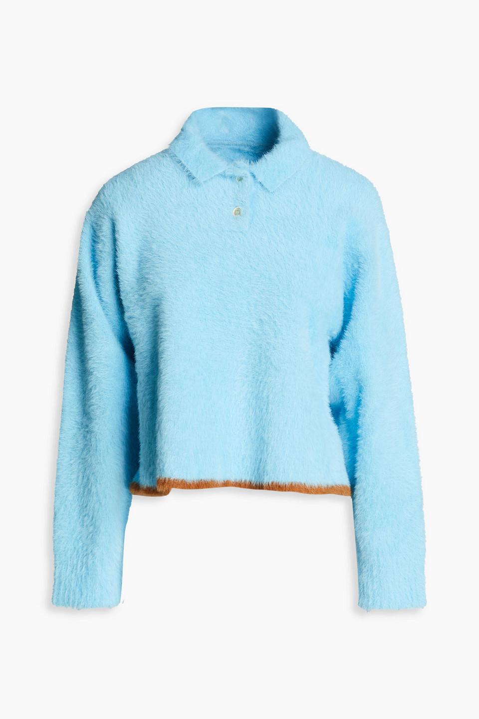 Jacquemus Neve Brushed Stretch-knit Polo Sweater in Blue | Lyst
