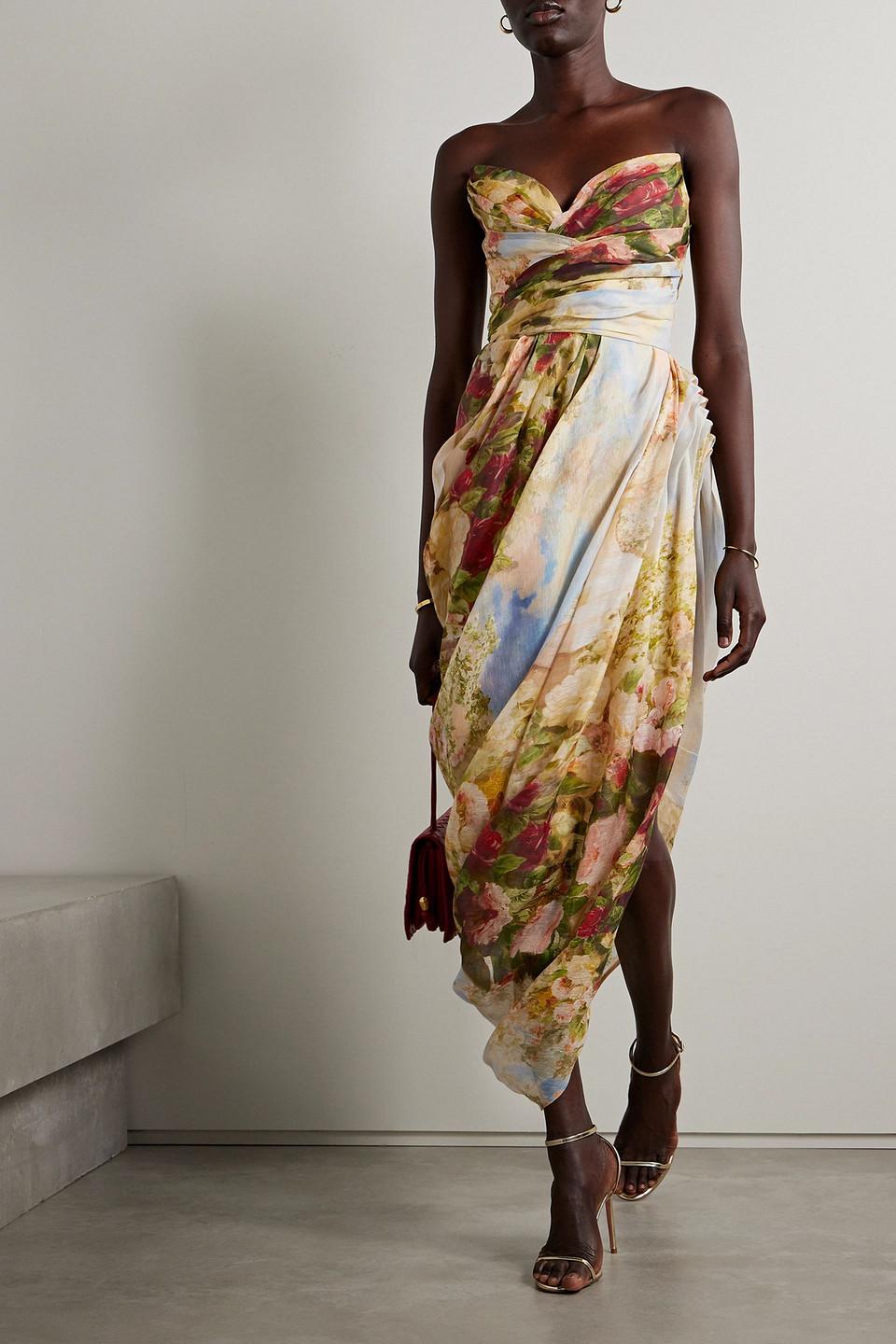 zimmermann lulu asymmetric ruched dress crush asymmetrical midi dress