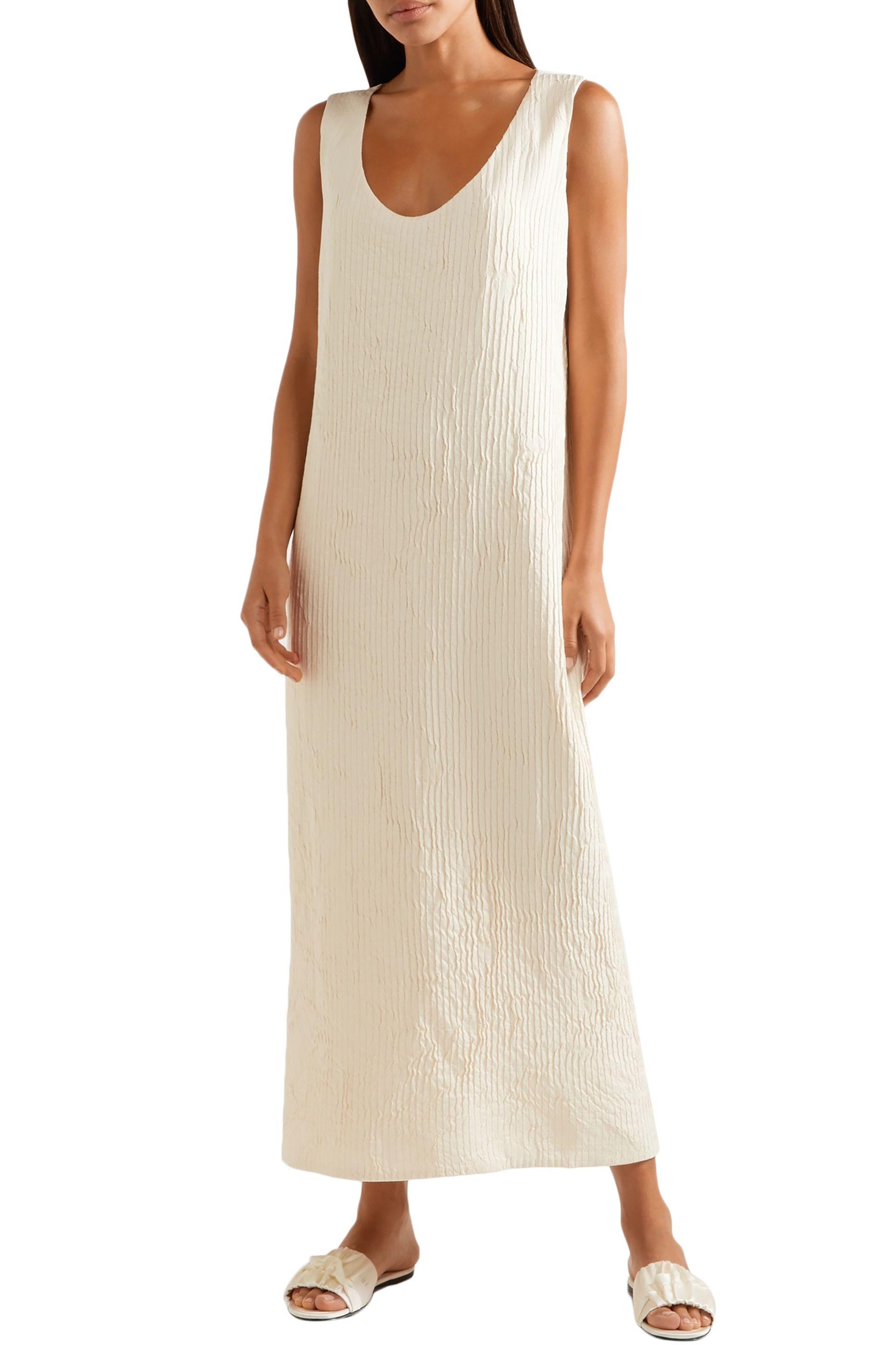 silk maxi dress white