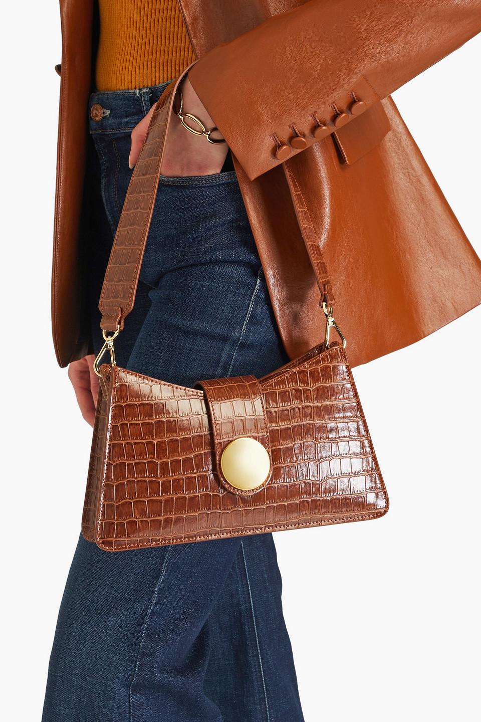 Elleme Baguette Croc effect Leather Shoulder Bag in Brown Lyst UK