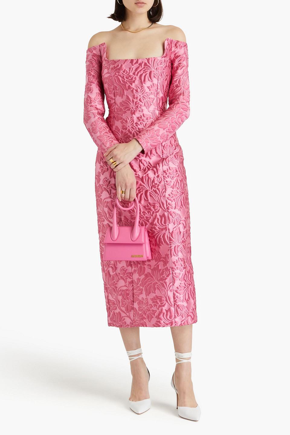 emilia wickstead birch off-the-shoulder cloqué midi dress Emilia Wickstead Birch Off-the-shoulder Cloqué Midi Dress in Pink