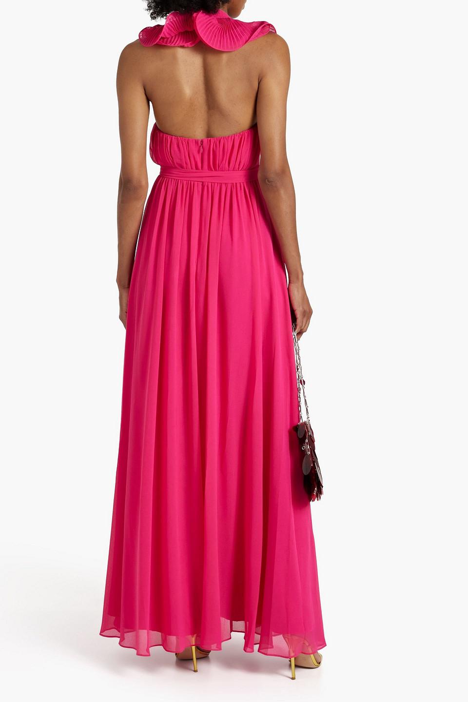 Badgley Mischka Halter Dress Belle Badgley Mischka Black Lace Overlay Halter  Dress SIZE