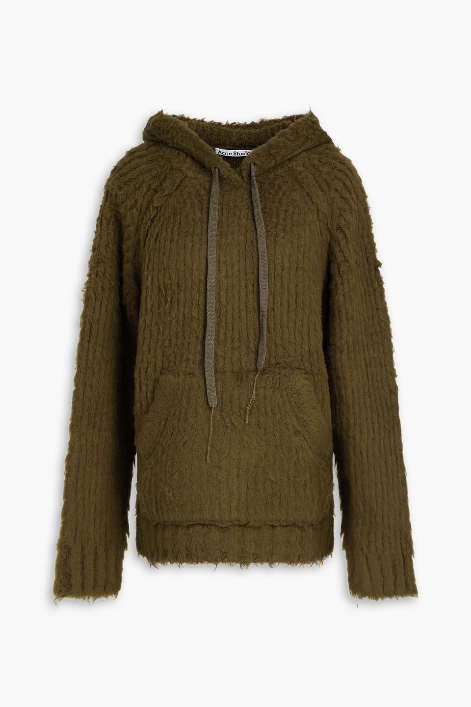 Acne Studios Brushed Ribbed Wool blend Hoodie in Green Lyst UK